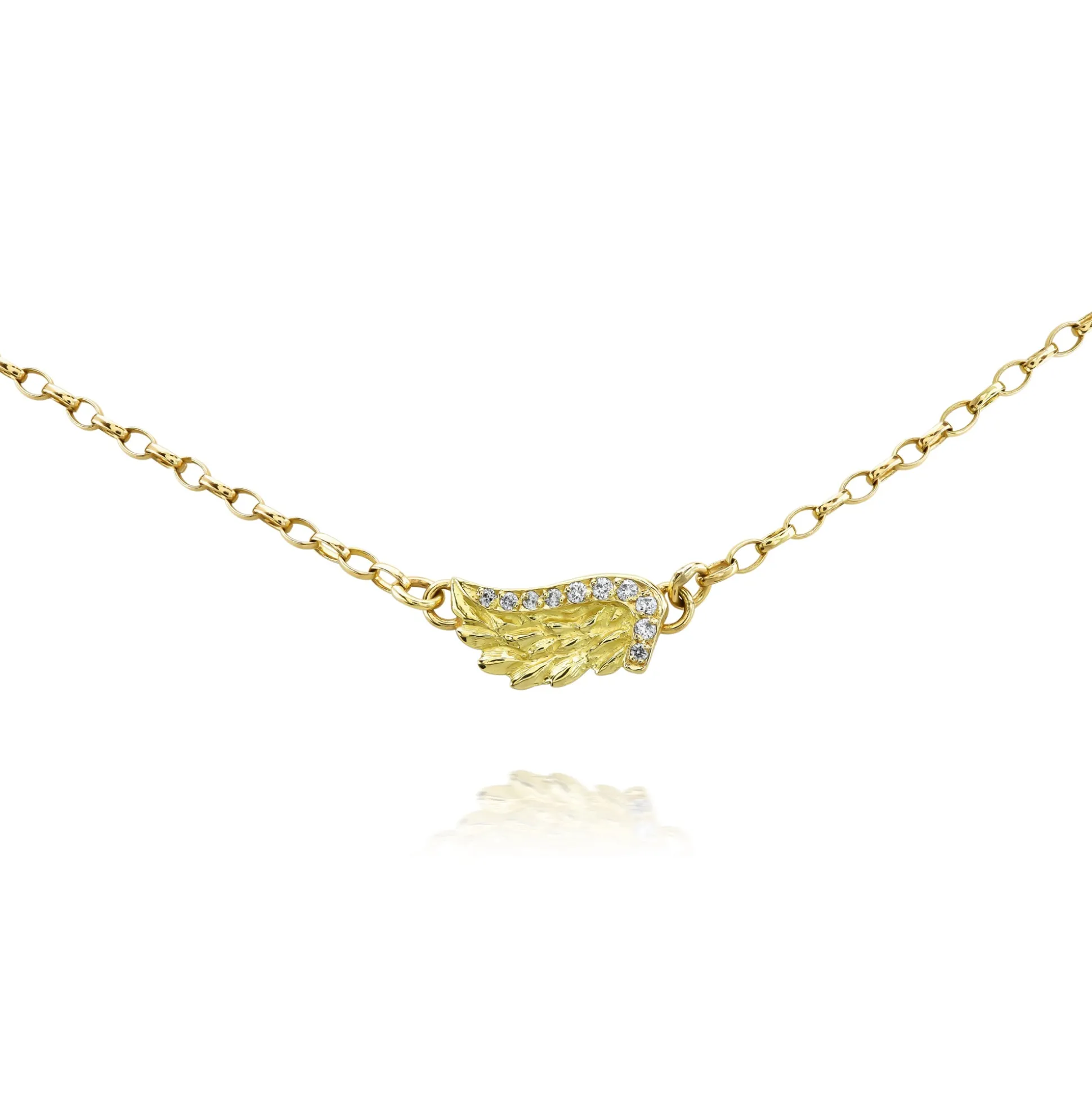 Yellow Gold Diamond Venetian Wing Necklace